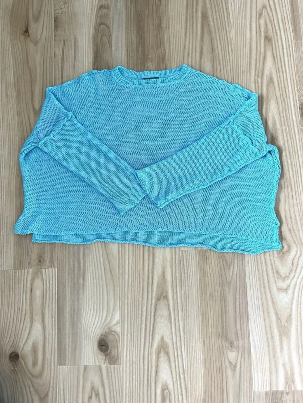 WOODEN SHIPS Open-Knit Chunky Oversized Pull-Over Sweater Turquoise size X/L